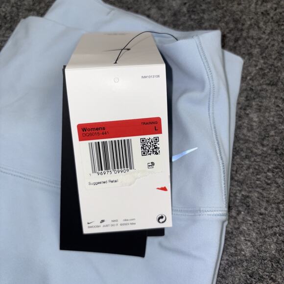 NWT Nike Dri Fit “Zenvy” High Rise 7/8 Length Women’s Large Light Blue Leggings - Picture 4 of 5